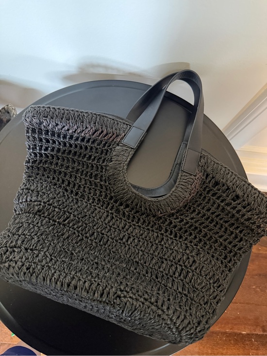 COS Handbags - COS Black Crochet Tote with Leather Handles